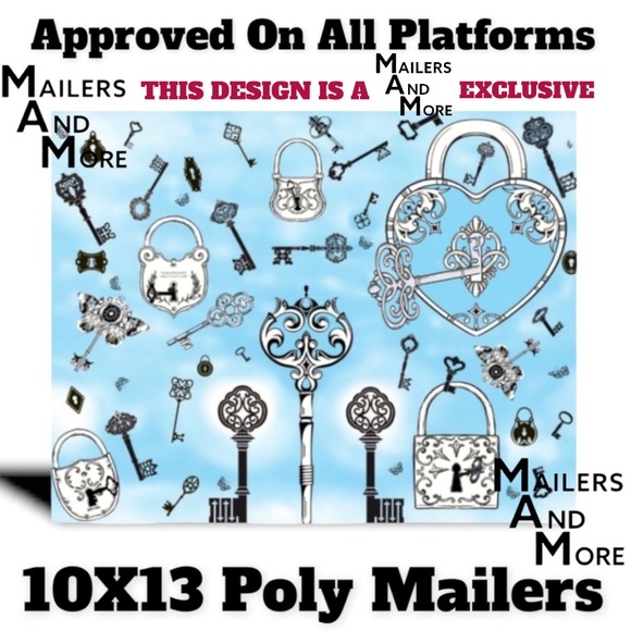 25 10X13 Poly Mailers Skeleton Key and Padlocks Shipping Envelopes PRICE IS FIRM - Picture 6 of 10